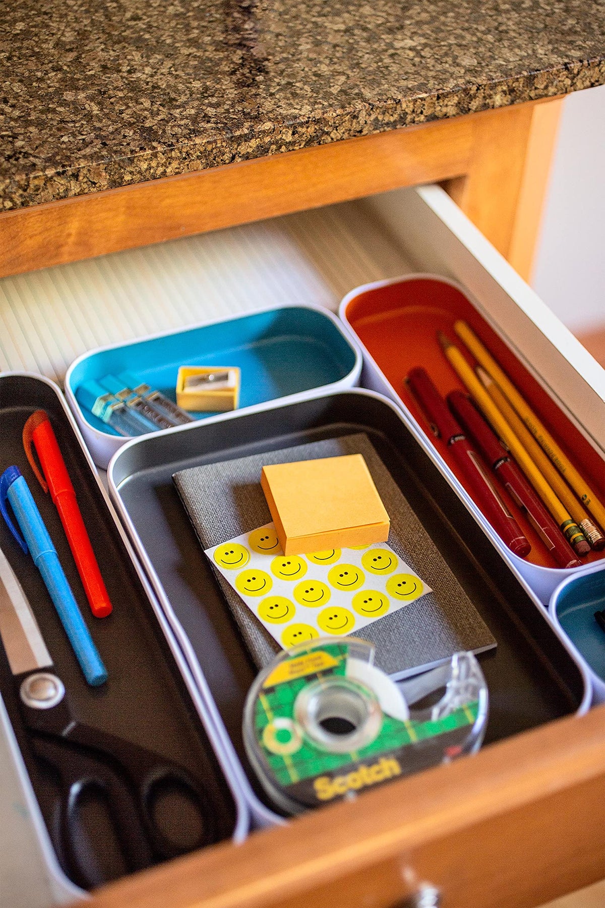 Three by Three Seattle Metal Drawer Organizer Tray Set, 5-Pc, 1" (Gray Mix)