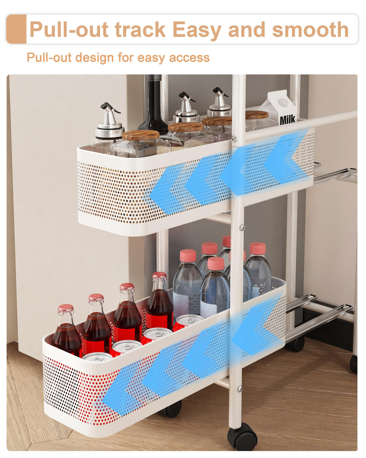 UMDONX 5-Tier Narrow Mobile Storage Cart with Pull-Out Baskets