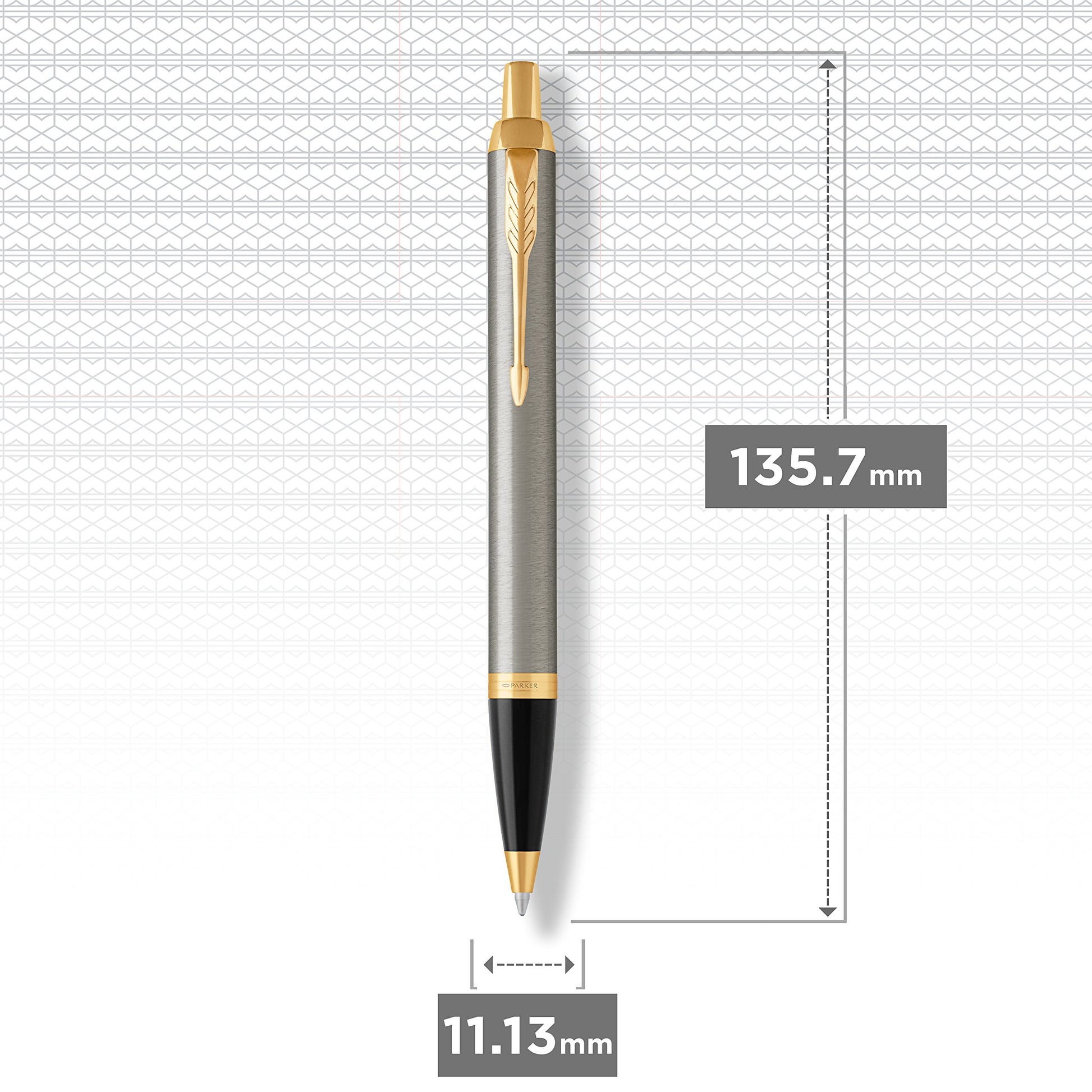 Parker IM Ballpoint Pen, Brushed Metal with Medium Point Black Ink Refill, Gift Box (1975558)