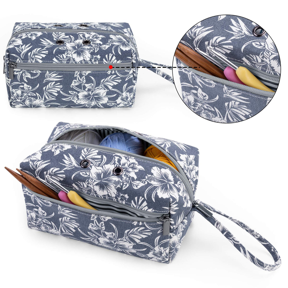 LUXJA Small Yarn Storage Bag for Yarn Skeins, Flowers