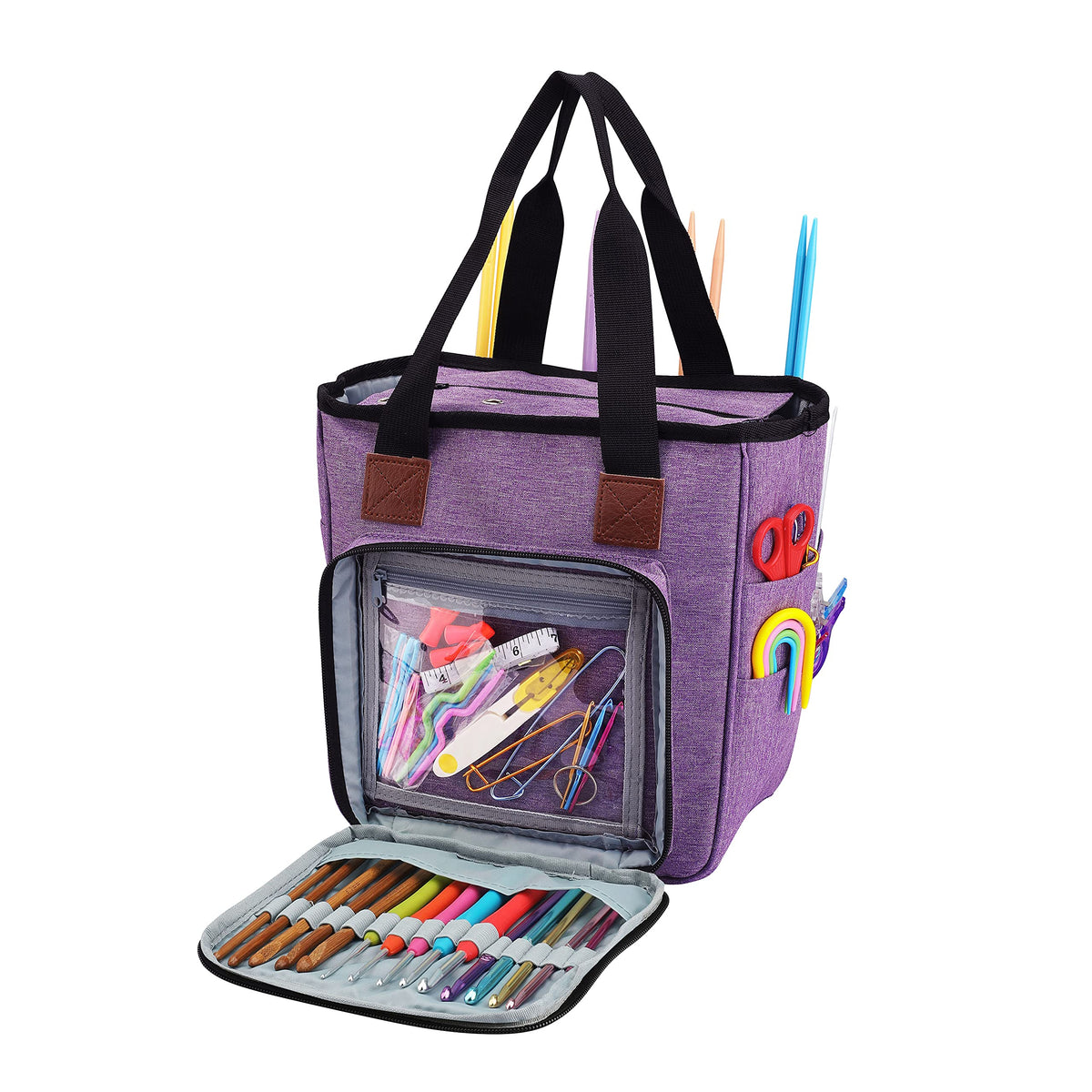 KOKNIT Yarn Storage Containers, Durable Portable Travel Craft Tote Bag with Inner Divider for Yarn