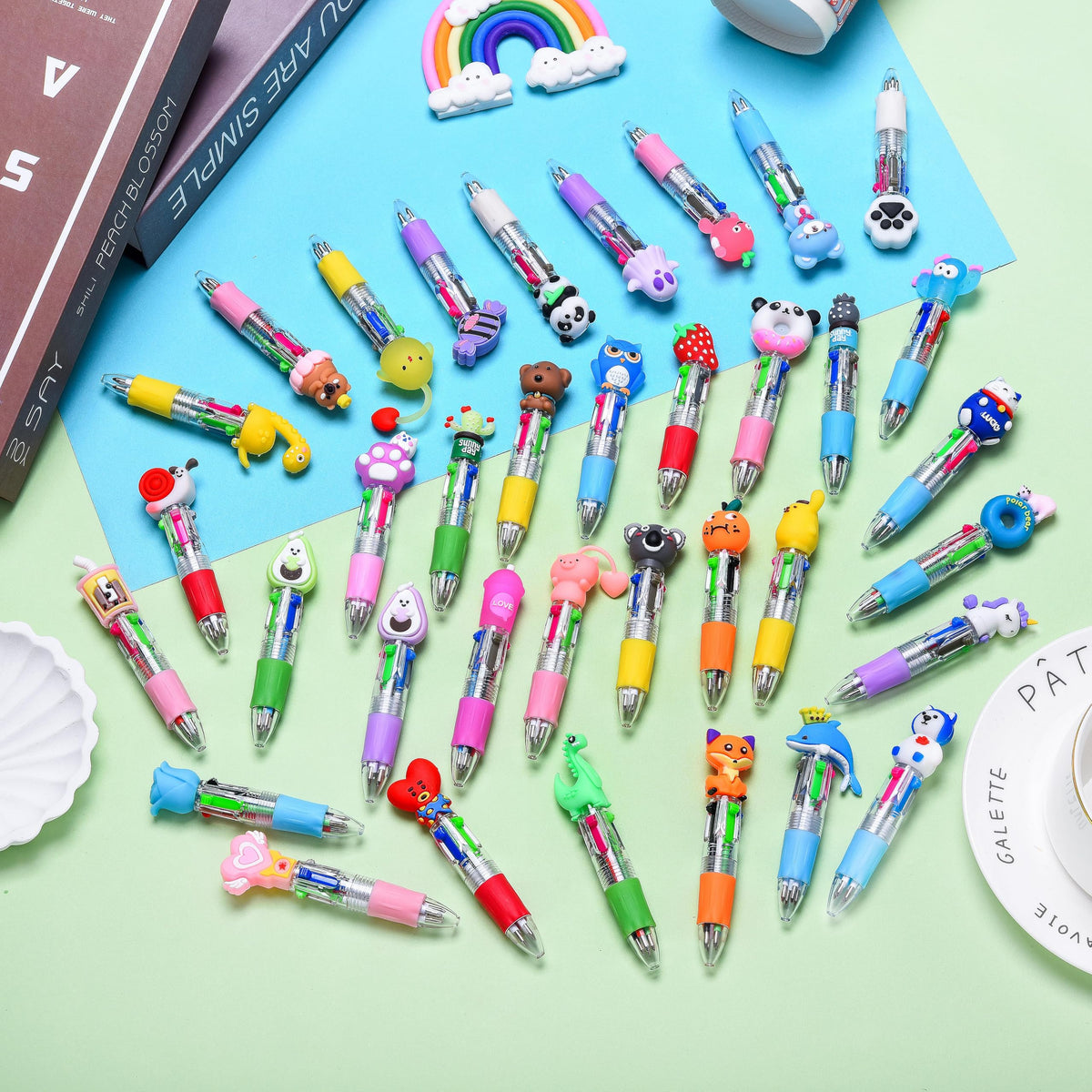 BIMORITA 36Pcs Mini Multicolor Pens in One 4-in-1, Cute Pens Bulk for Party Favors and Birthdays
