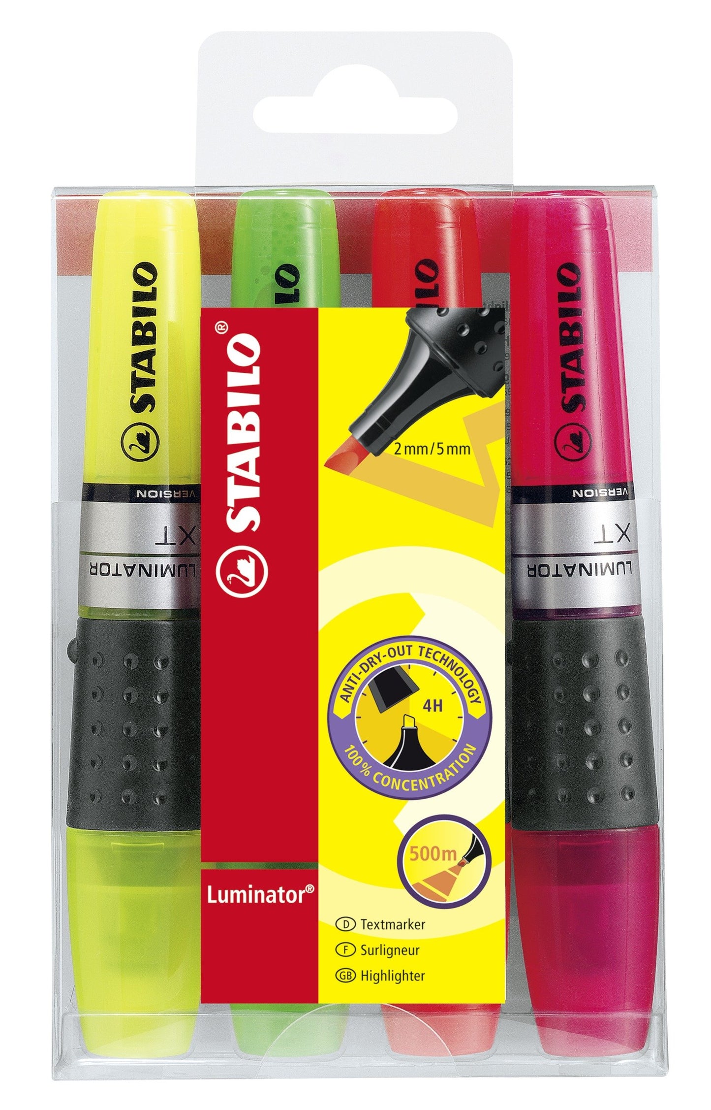 STABILO Highlighter - LUMINATOR Wallet of 4 assorted colours