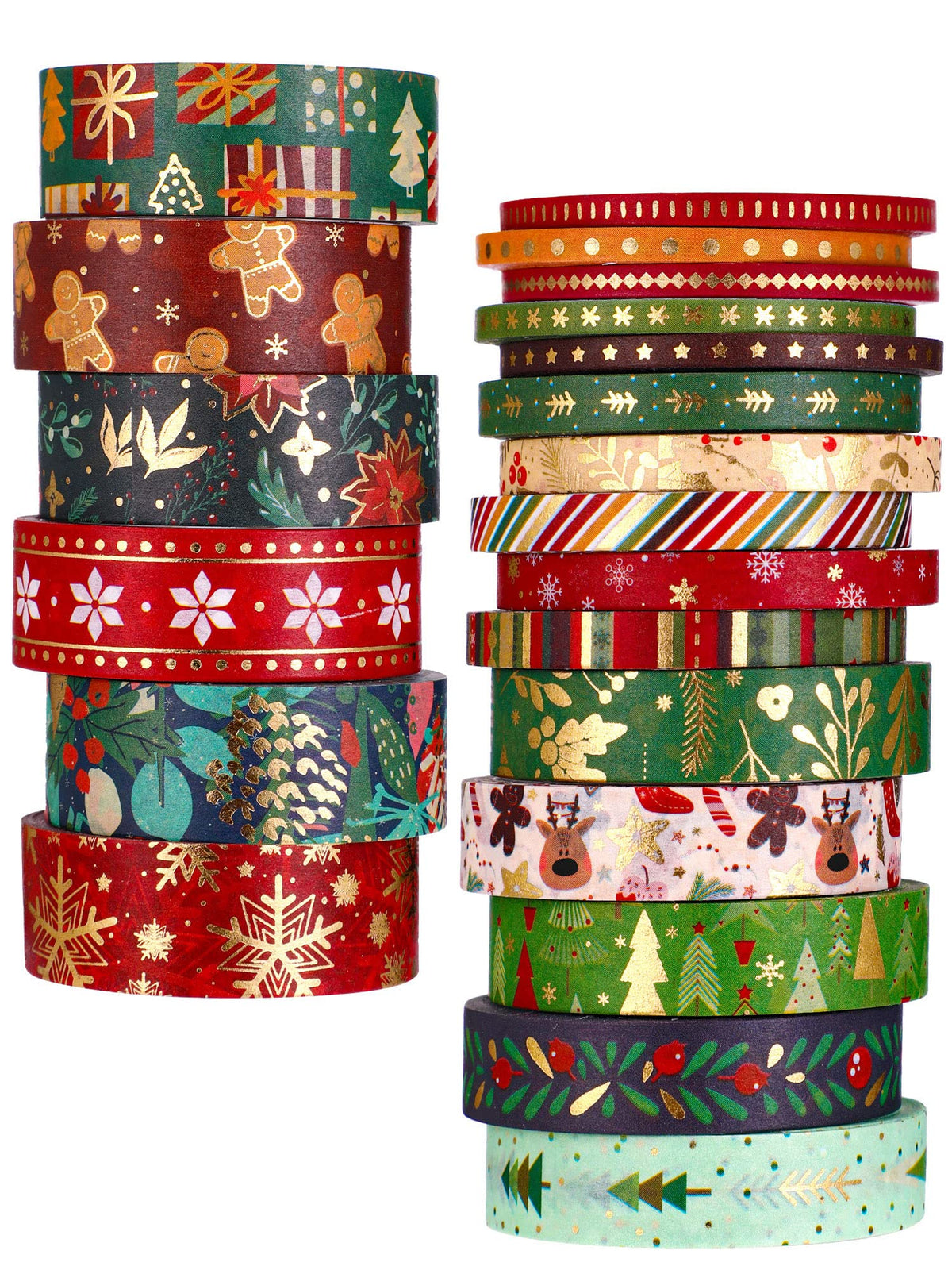 Outus 21 Rolls Christmas Gold Foil Holiday Washi Tape Decorative, Vintage