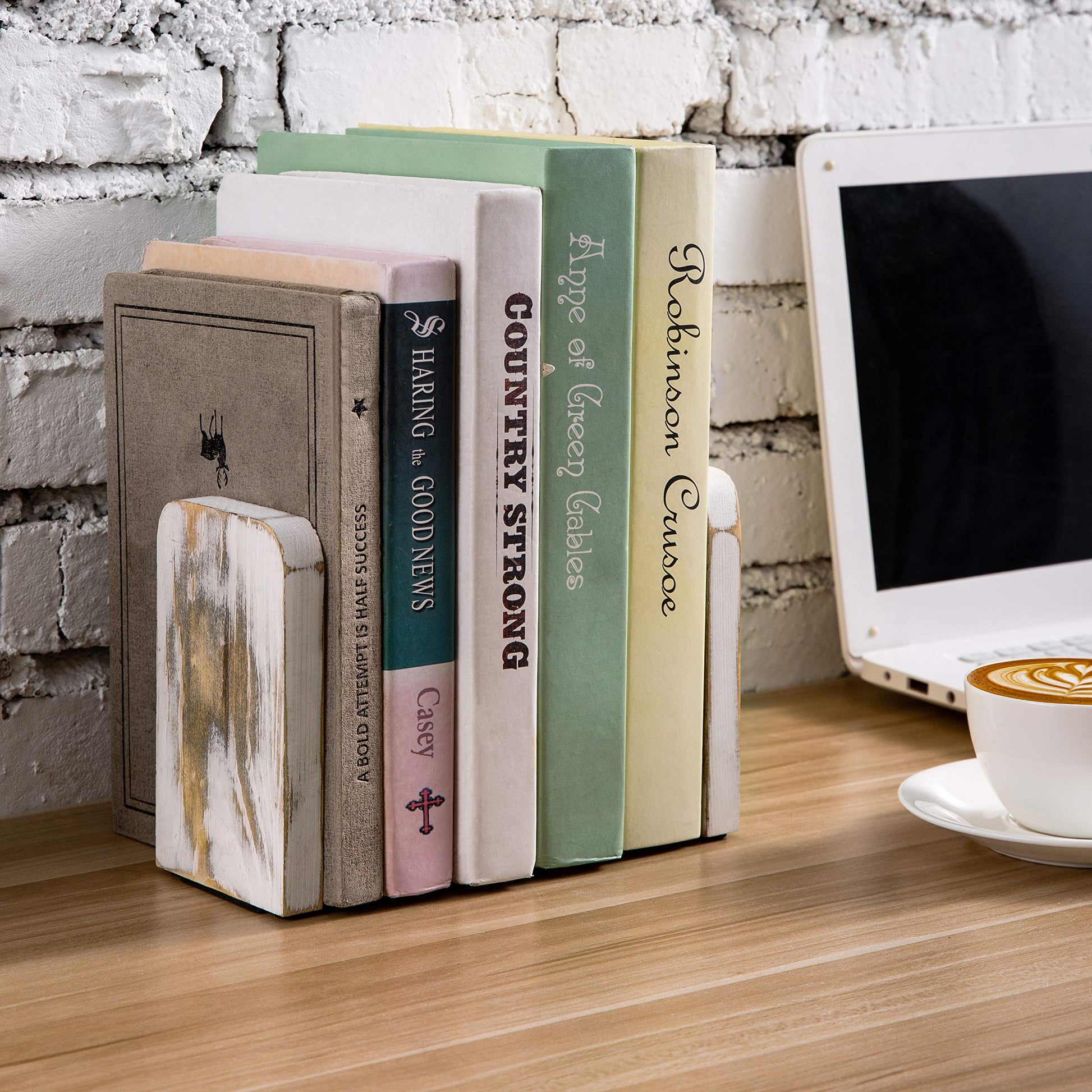 MyGift Farmhouse Book Ends for Shelves, Vintage Decorative Bookends, Bookends Display Organizer
