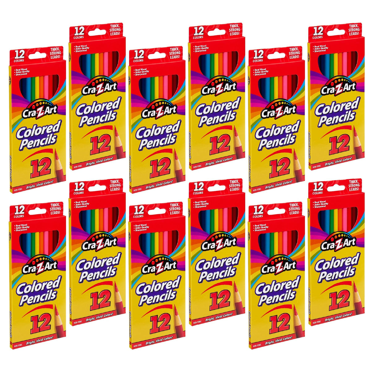 Cra-Z-Art Colored Pencils Bulk Pack, 12 Count (Pack of 12), 144 Total Pencils, Pre-Sharpened
