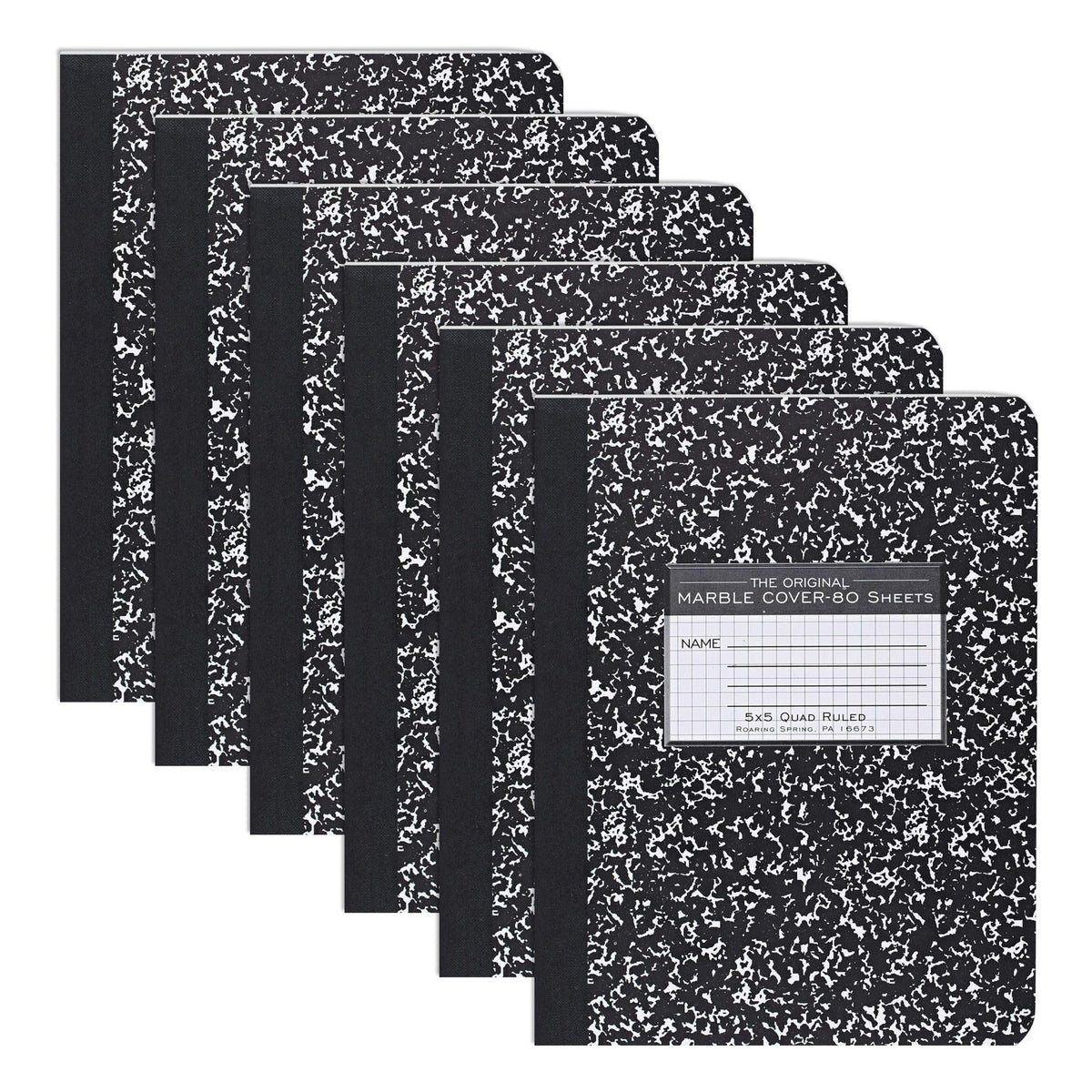 ROARING SPRING Hard Cover Composition Book, Graph Rule, 160 Pages, 6 Pack
