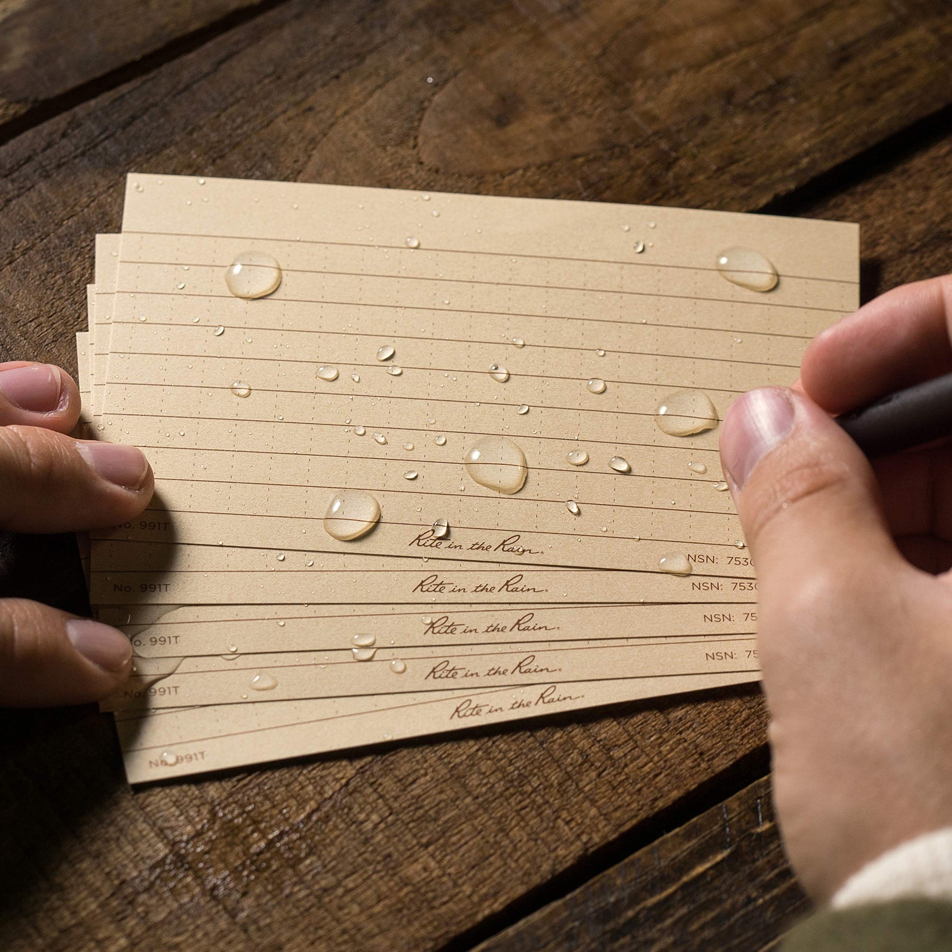 Rite in the Rain Weatherproof Index Cards, 3" x 5", Universal Pattern, Tan (No. 991T)
