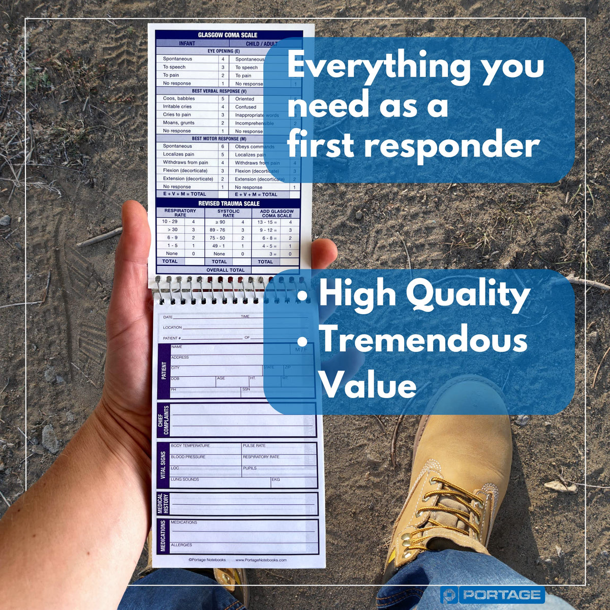 Portage EMT/First Responders Vital Statistics Notebook – 6” x 3.75” Medical Notebook for Vital