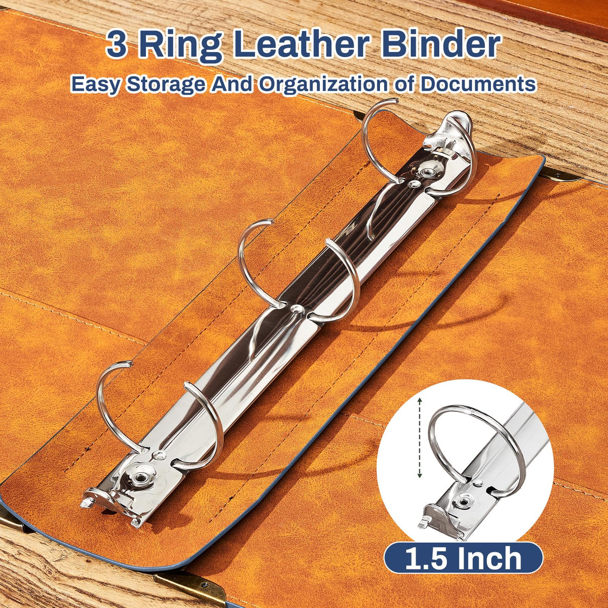 Ovesmusl PU Leather 3 Ring Binder 1.5 Inch Fits 8.5"x11" Letter Size Paper