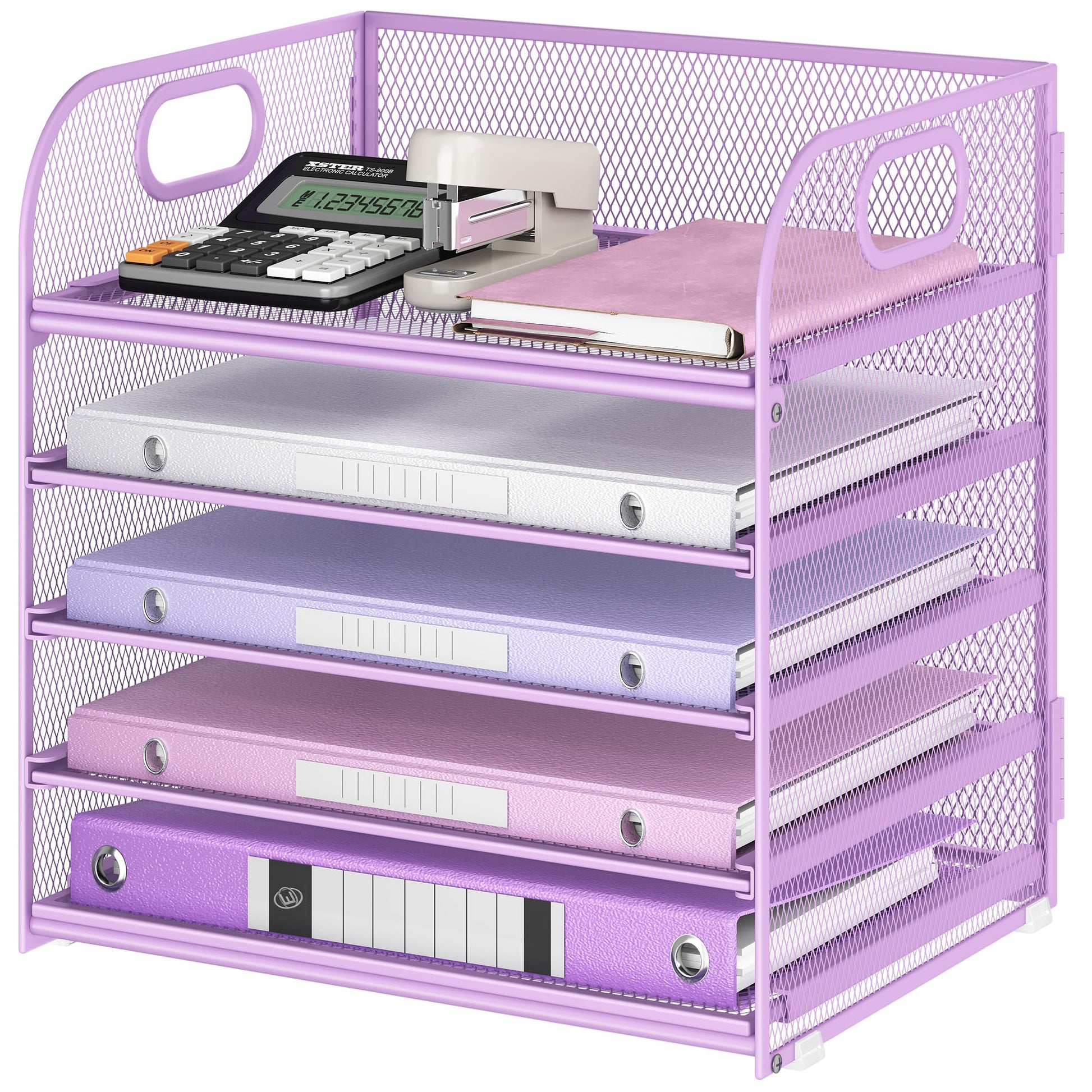 Lavatino Desk Letter Tray Paper Organizer, 5-Tier with Handle Metal Mesh Desktop File Organizer