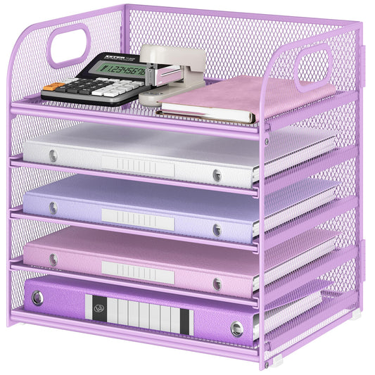 Lavatino Desk Letter Tray Paper Organizer, 5-Tier with Handle Metal Mesh Desktop File Organizer