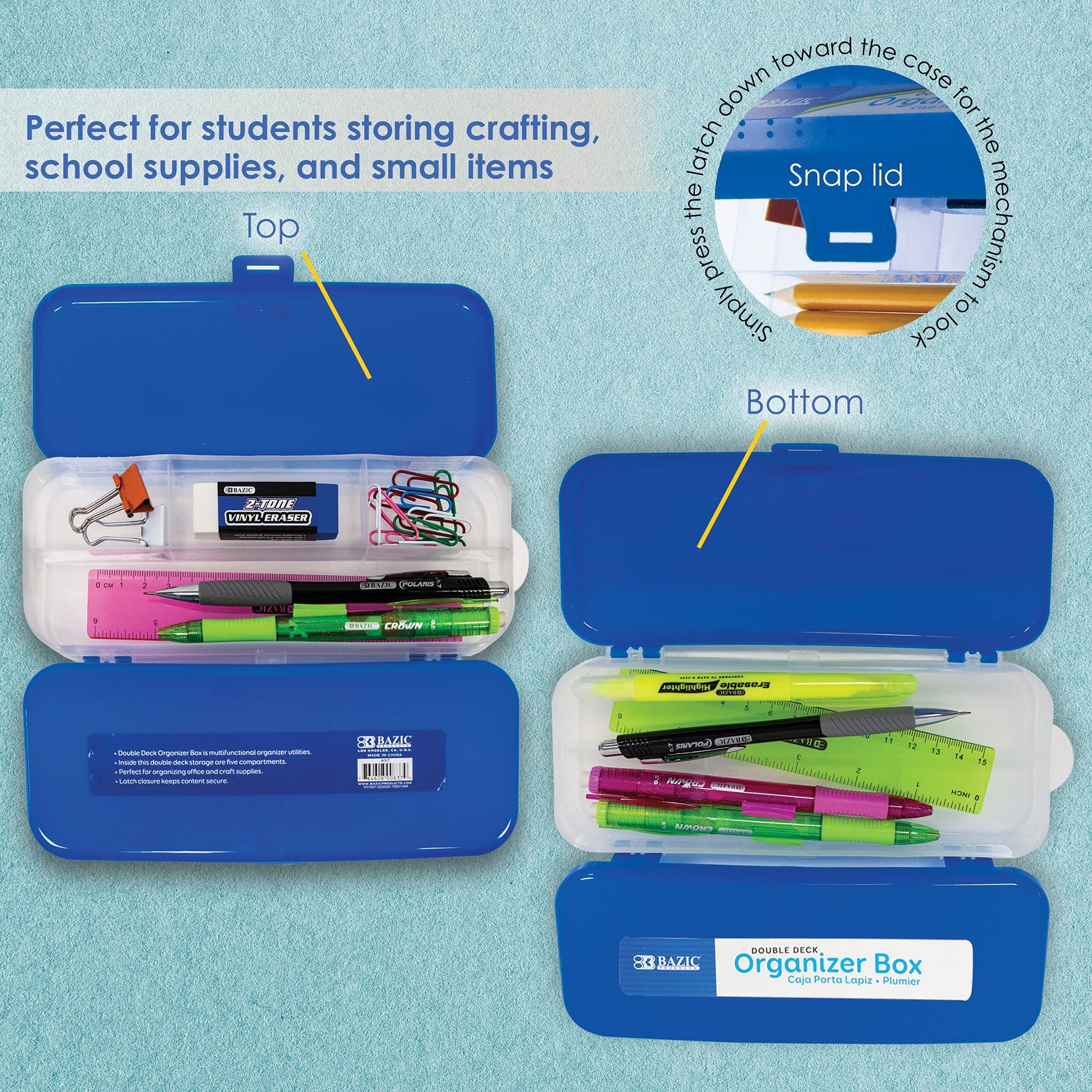 BAZIC PRODUCTS Double-Deck Organizer Box, Classic Color, 4-Set