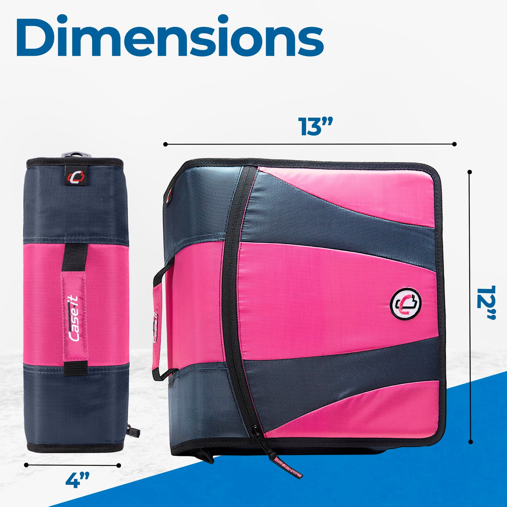 Case-it Dual Zipper Binder | Two 2" D-Rings | 700-Sheet | Dual-301 Pink