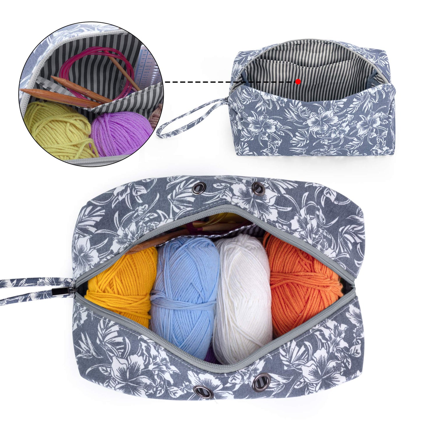 LUXJA Large Yarn Storage Bag for Yarn Skeins, Flowers