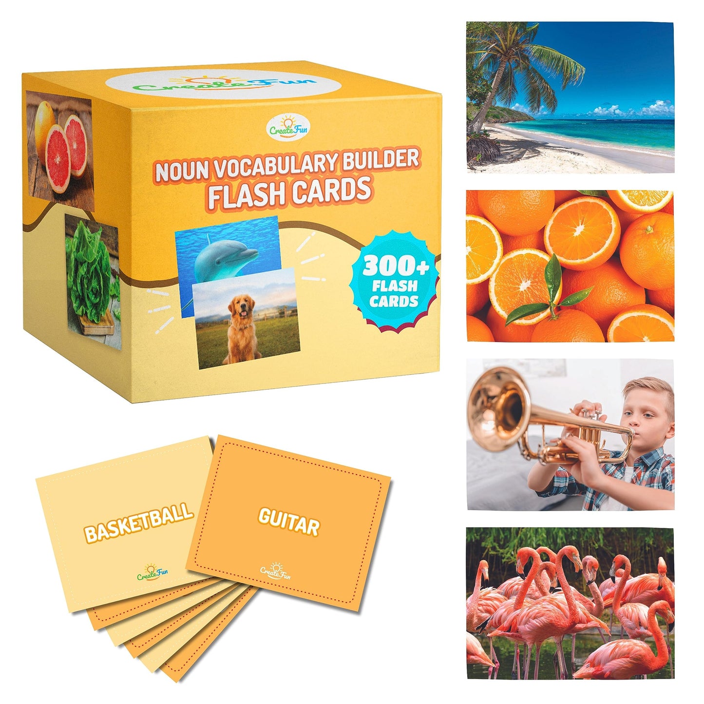 CreateFun 300 Noun Vocabulary Builder Flash Cards for Speech Therapy & ESL