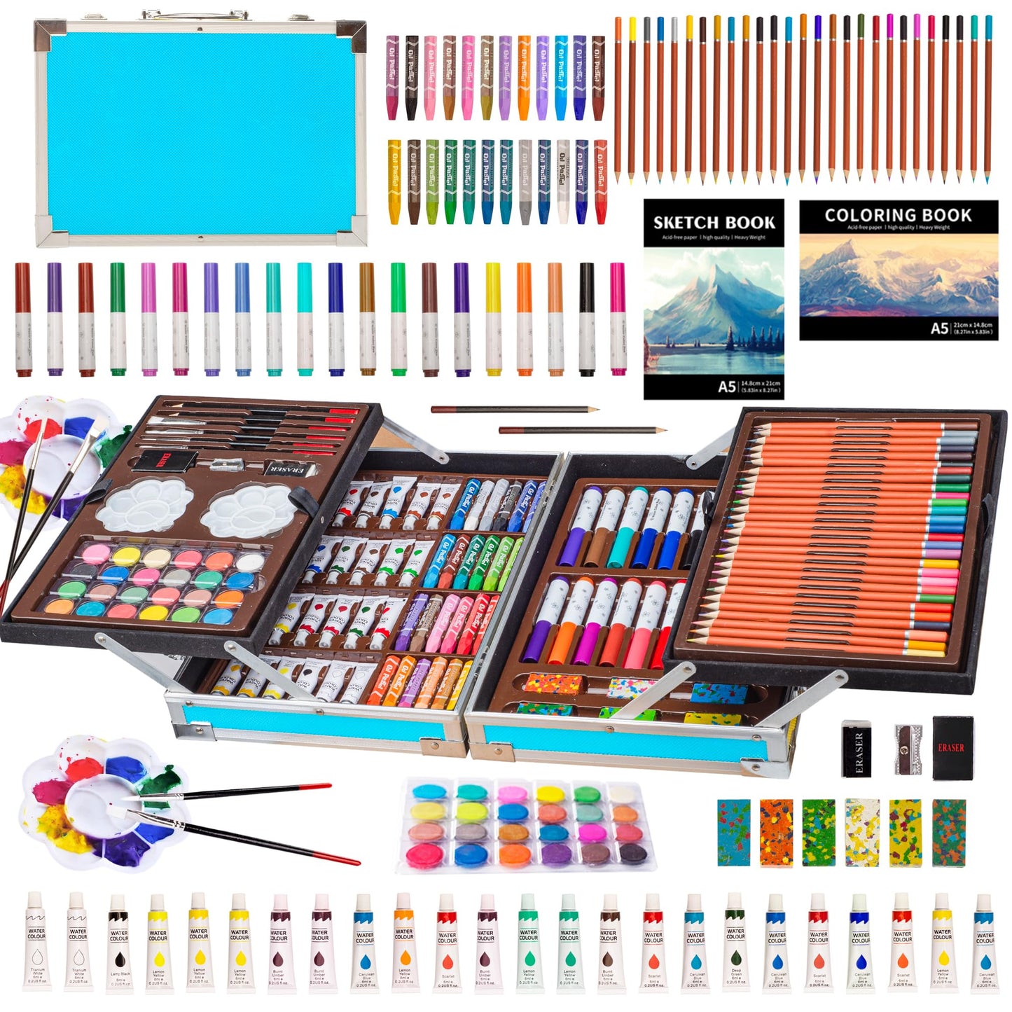 KINSPORY Deluxe Art Supplies Kit for Kids, Boys, Girls, Teens, Ages 5-12, with Sketch Pad