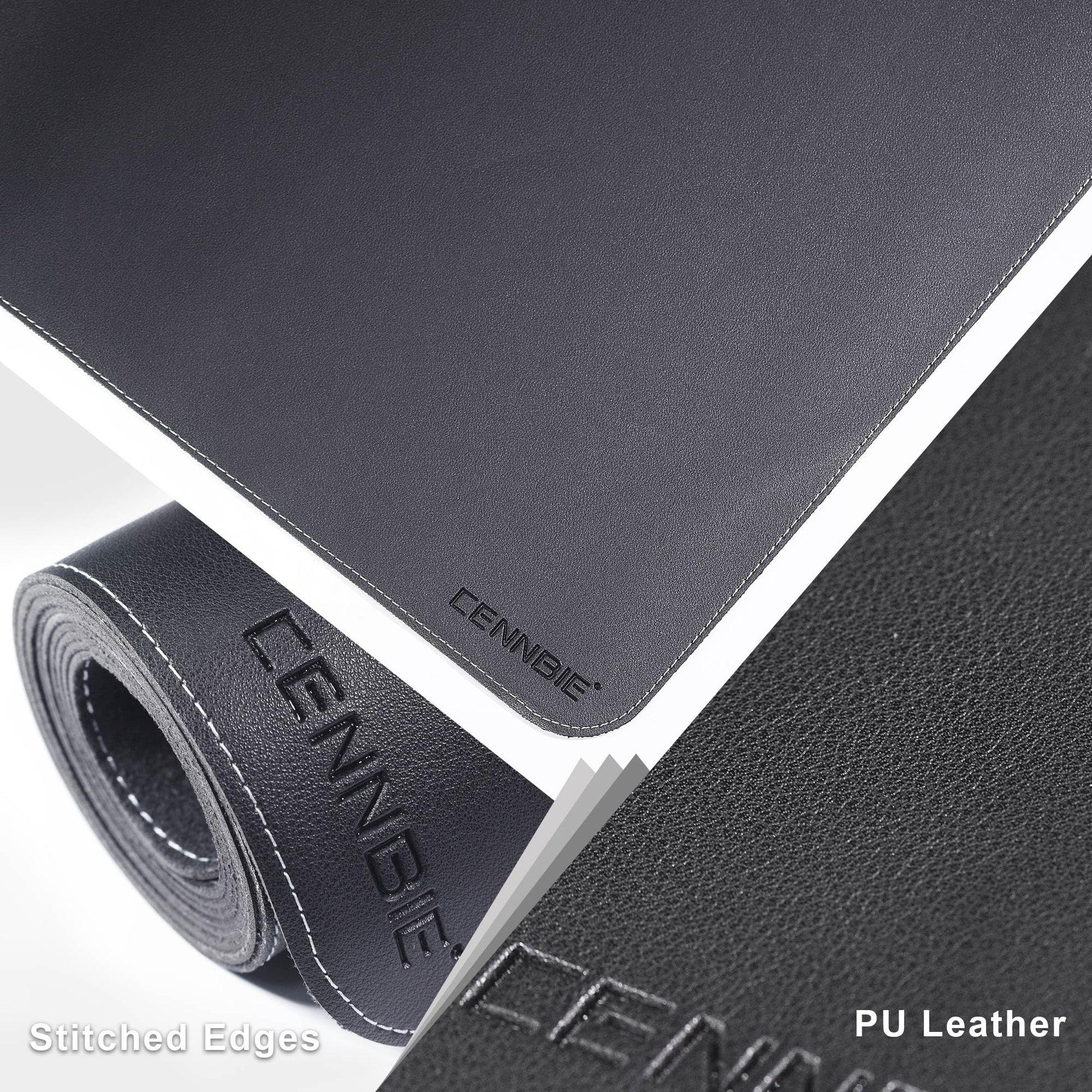 CENNBIE Leather Desk Mat, 51.2" x 16" Desk Pad for Full Desk (Black)