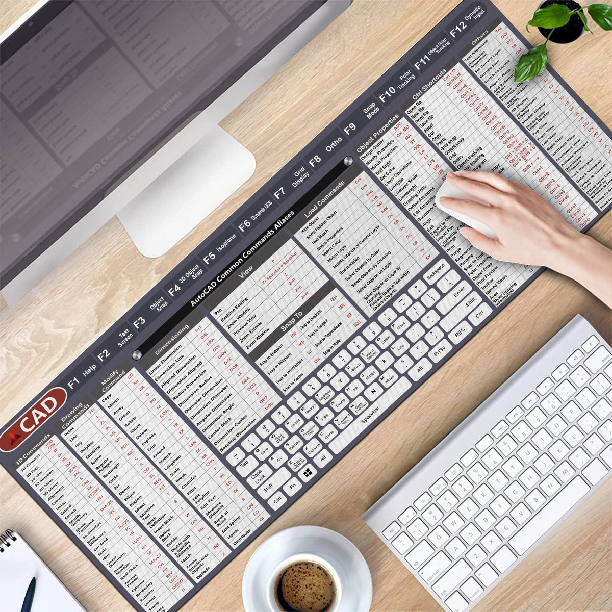 Engineer Architect Gifts Ultimate Auto cad Command Alia SES Shortcuts Mouse Mat, Quick Command