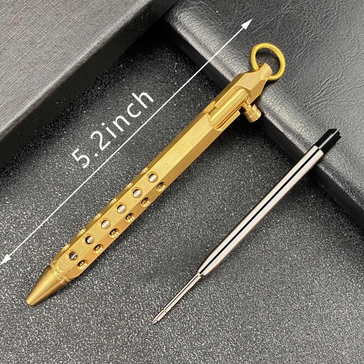 Bolt Action Pen, Metal edc Tactical Pocket Pen, Brass Pen with Refills