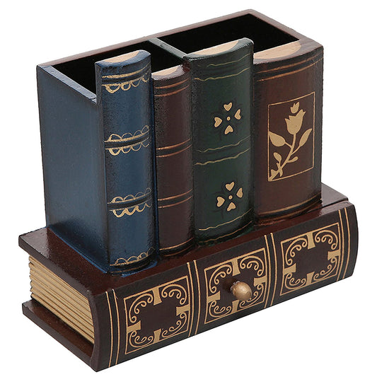 MyGift Decorative Desk Organizer Pen and Pencil Holder with Storage Drawer