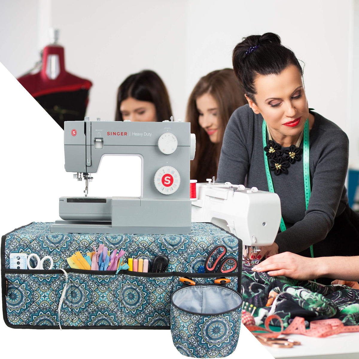 PACMAXI Sewing Machine Pad for Table, Mat with Pockets