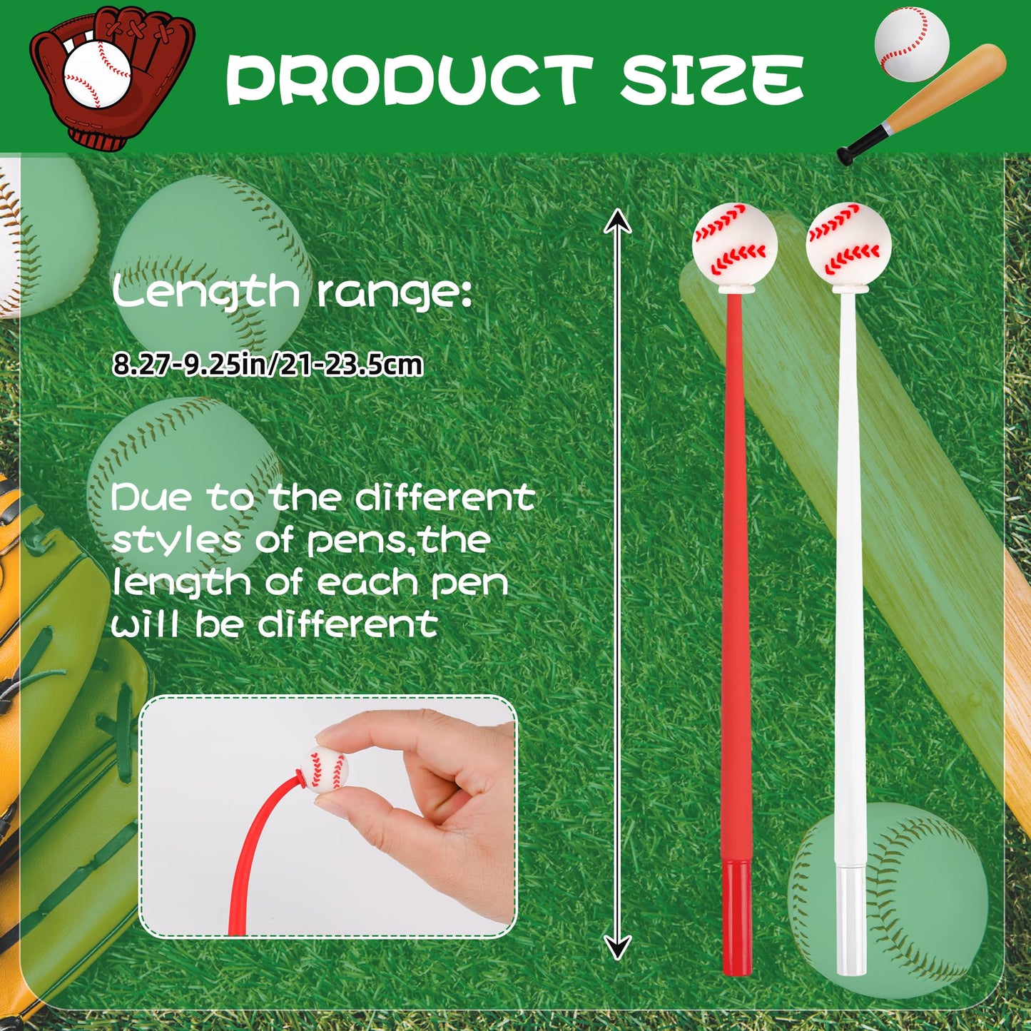 LiYiQ 50 PCS Baseball Party Favor Stress Relief Bobblehead Pens Fun Cute Pen Fidget Pens Kawaii