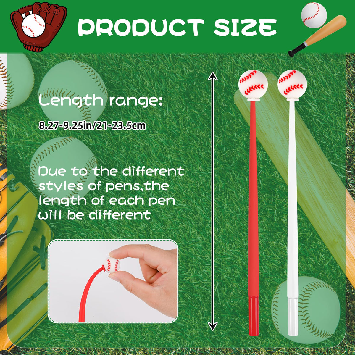 LiYiQ 50 PCS Baseball Party Favor Stress Relief Bobblehead Pens Fun Cute Pen Fidget Pens Kawaii