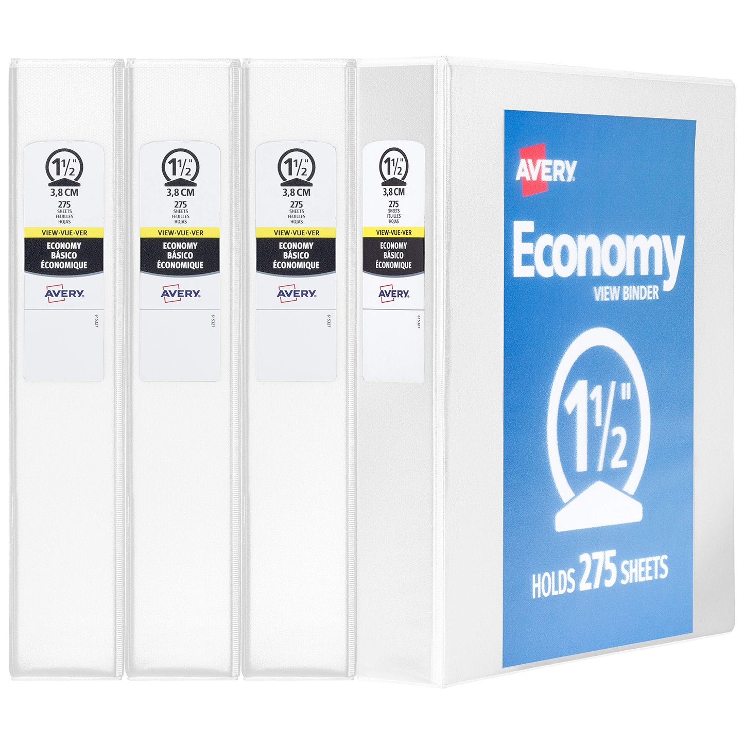 Avery Standard View 3 Ring Binders, 1.5" Round Rings, 275-Sheet Capacity, 2.1 Inch Wide Spine