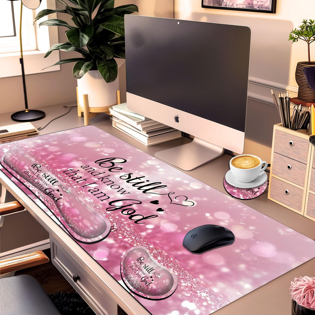 JYCUHTCL Large Gaming Mouse Pad Set 35.4 x 15.7 with Keyboard Wrist Rest, Wrist Support, and