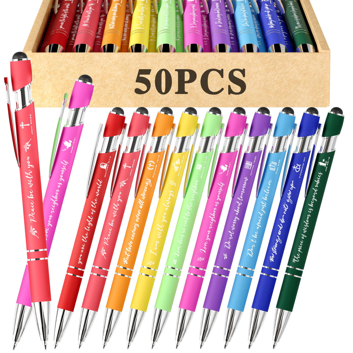 Ctsotmybs Christian Ballpoint Pens with stylus tips, Inspirational Bible Verse Pens Bulk Christian