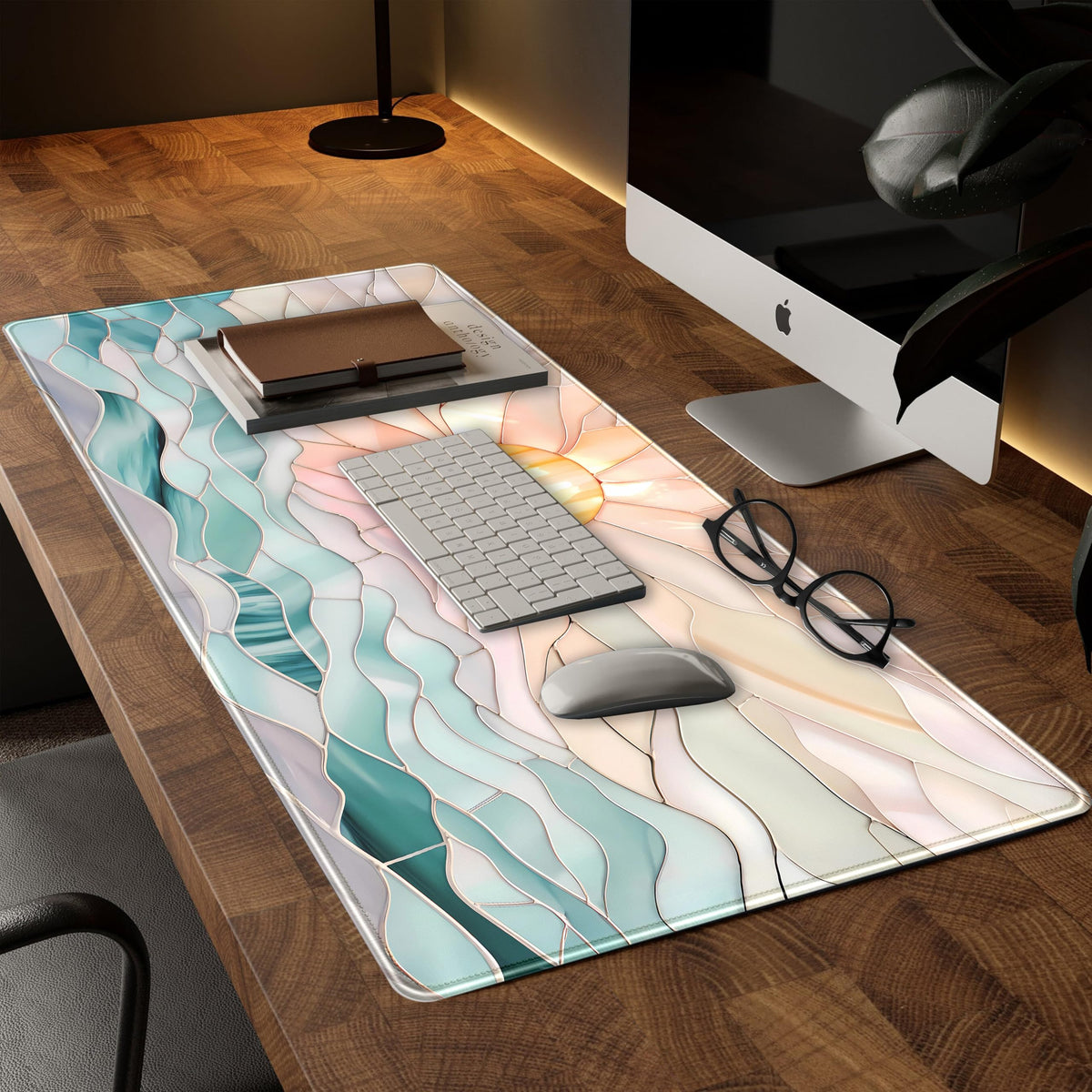 Desk Mat Gaming Desk Pad Large Mouse and Keyboard Pad, Abstract Serene Ocean Sunrise Mouse Mat XXL