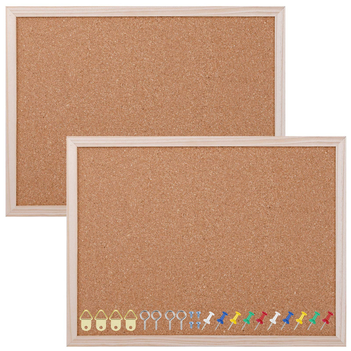 Aodaer Pack of 2 Cork Board Bulletin Board Notice Pin Board Square Pin Board Wall Mounted Cork