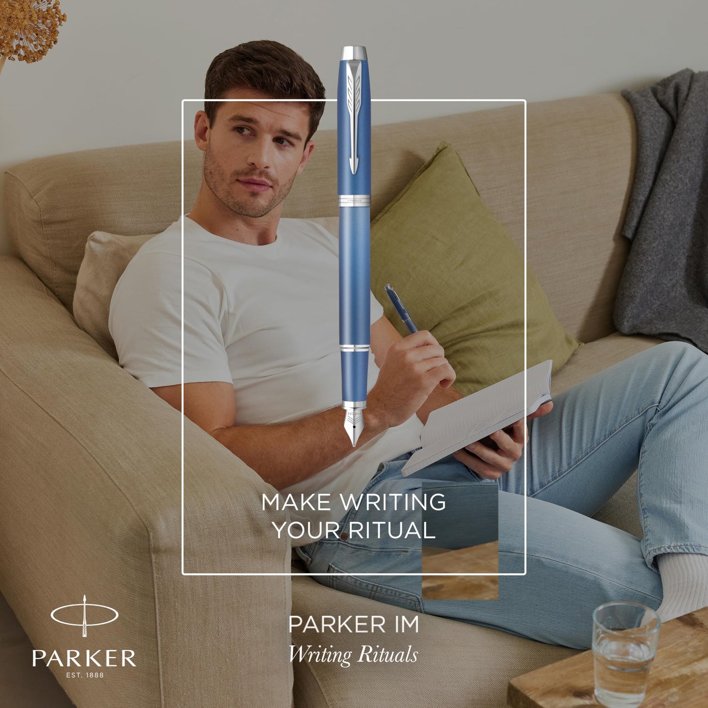 Parker IM Writing Rituals Fountain Pen | Peaceful Blue Finish with Gradient & Chrome Trims | Fine