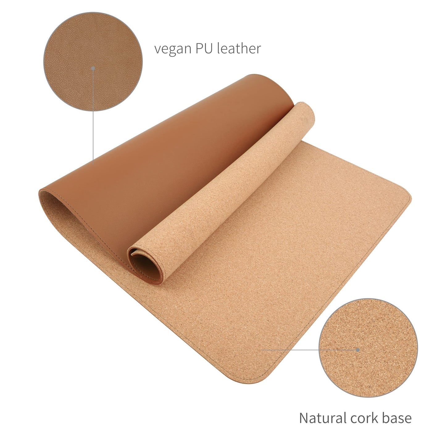 RENMTURE Dual-Sided Desk Pad, Natural Cork & PU Leather Large Mouse mats for Office and Home Work
