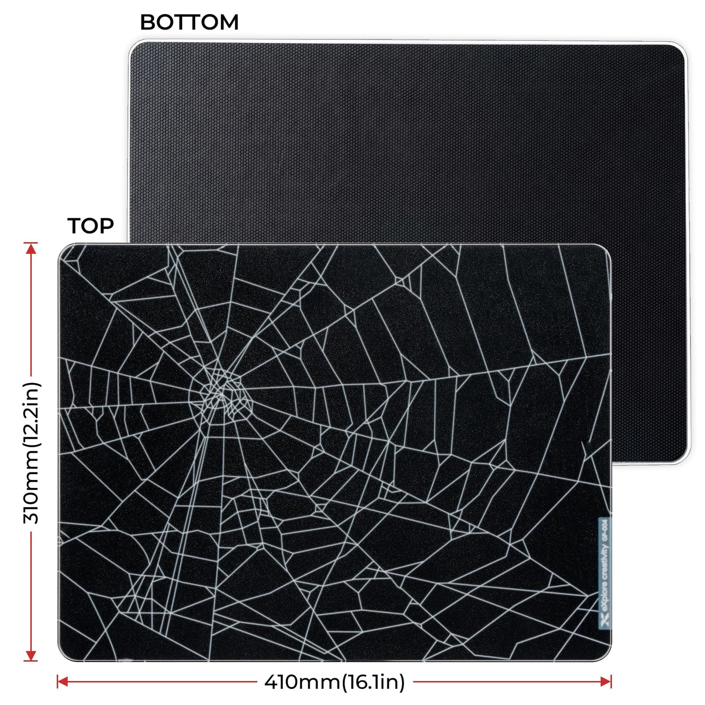 XVX Black Spider Webs Glass Gaming Mousepad 4.0,Hard Mousepad for Gaming,Ultra-Smooth Micro-Etched