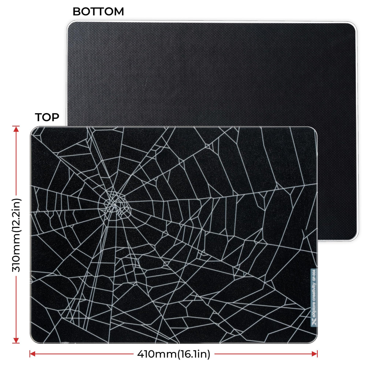 XVX Black Spider Webs Glass Gaming Mousepad 4.0,Hard Mousepad for Gaming,Ultra-Smooth Micro-Etched