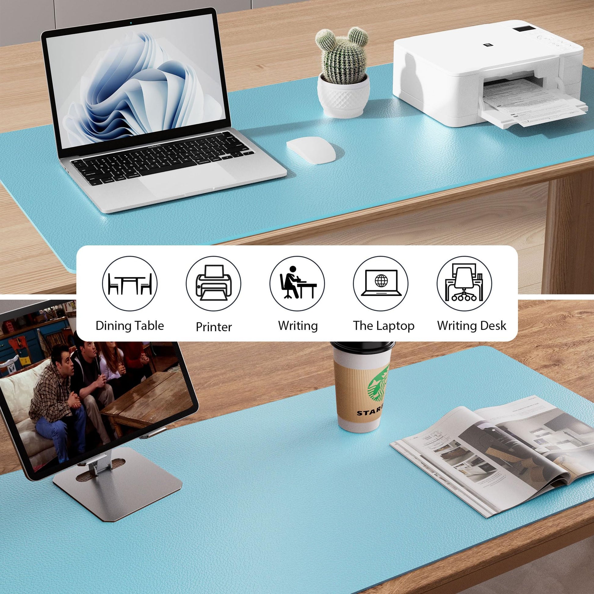 Aothia Large PU Leather Desk Pad Protector – Non-Slip Mouse Pad & Writing Mat for Office/Home
