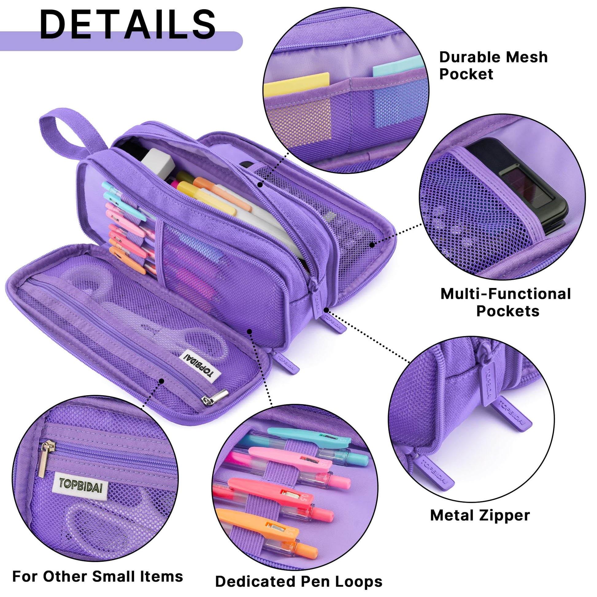 TOPBIDAI Large Pencil Case Pouch for Girls Boy Women Men Adults