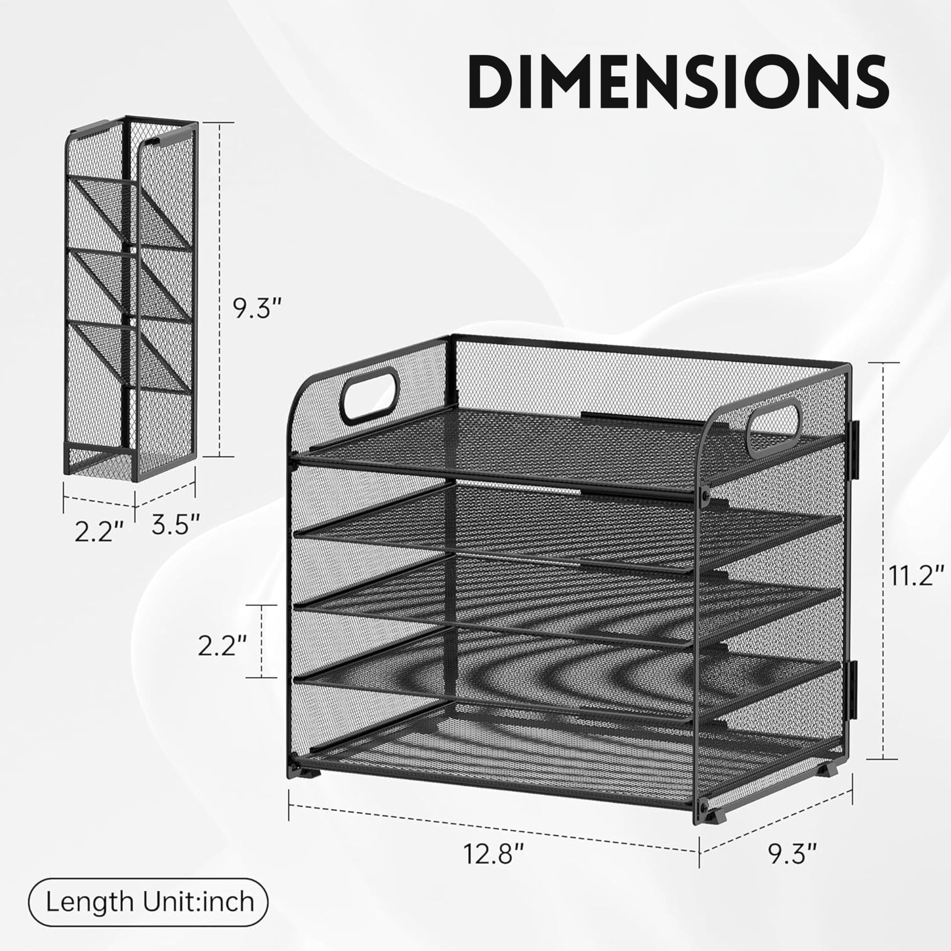 5-Tier Paper Organizer for Desk with Pen Holders, 2-Pack, Black