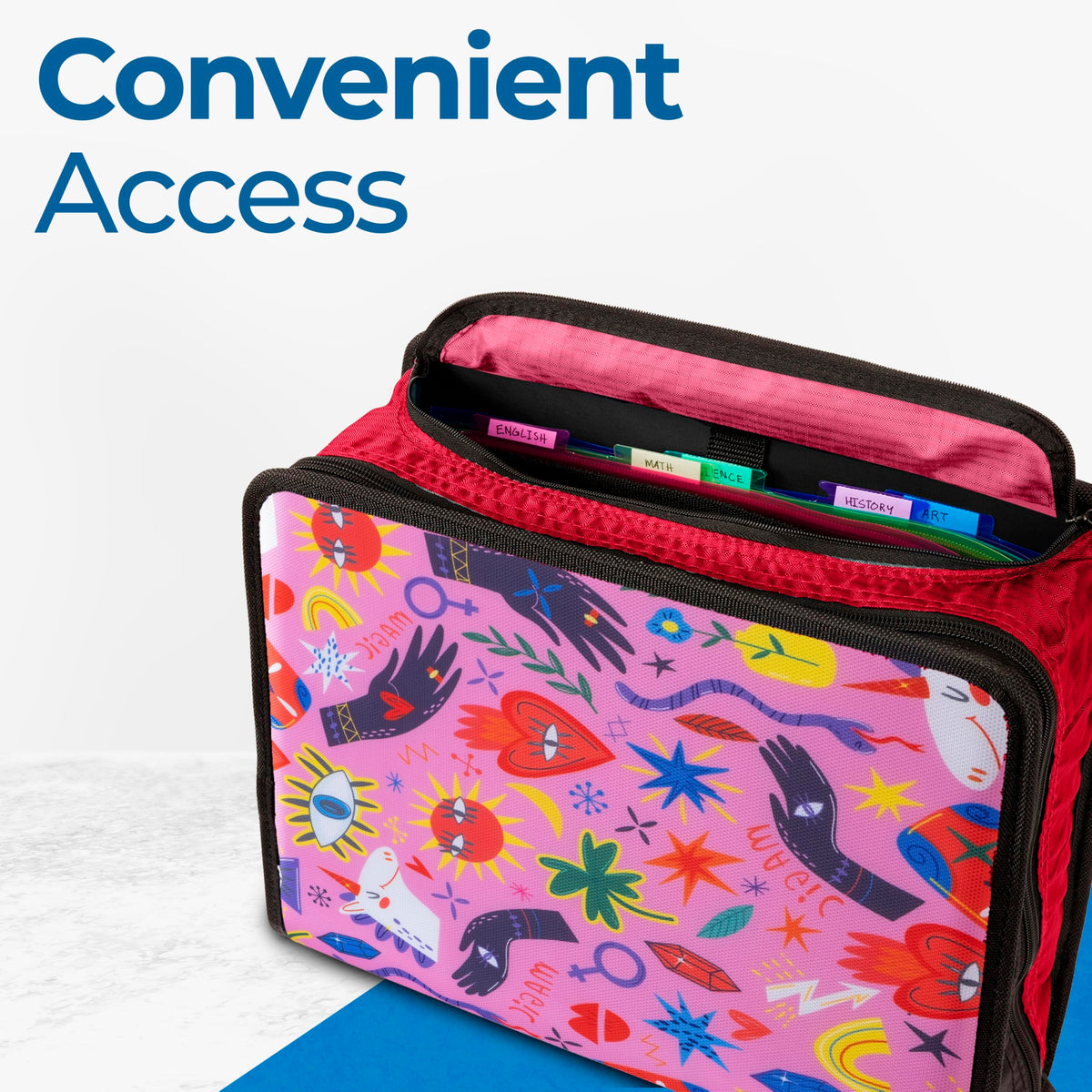 Case-it School Zipper Binder | 3" O-Rings | 600-Sheet | D-146 Unicorn Magic