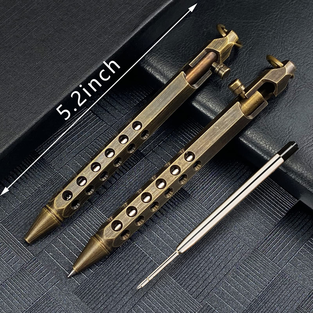 Bolt Action Pen, Metal edc Tactical Pocket Pen, Brass Pen with Refills