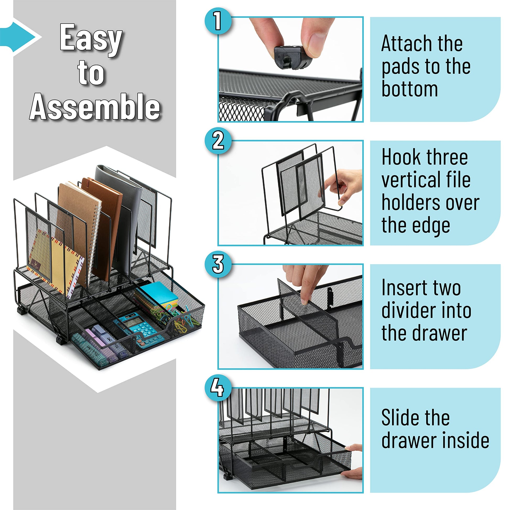Mr. Pen- Mesh Desk Organizer with Drawer