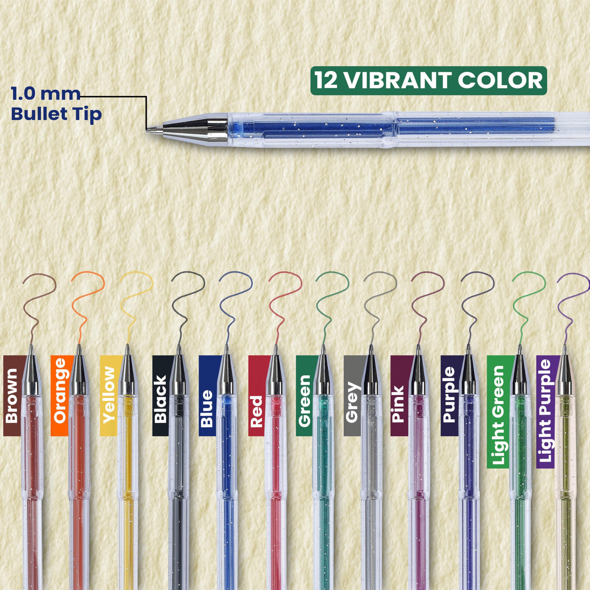 NOTEFUL Glitter Gel Pen Set – Smooth, Vibrant Ink for Art, Journaling, and Crafting with