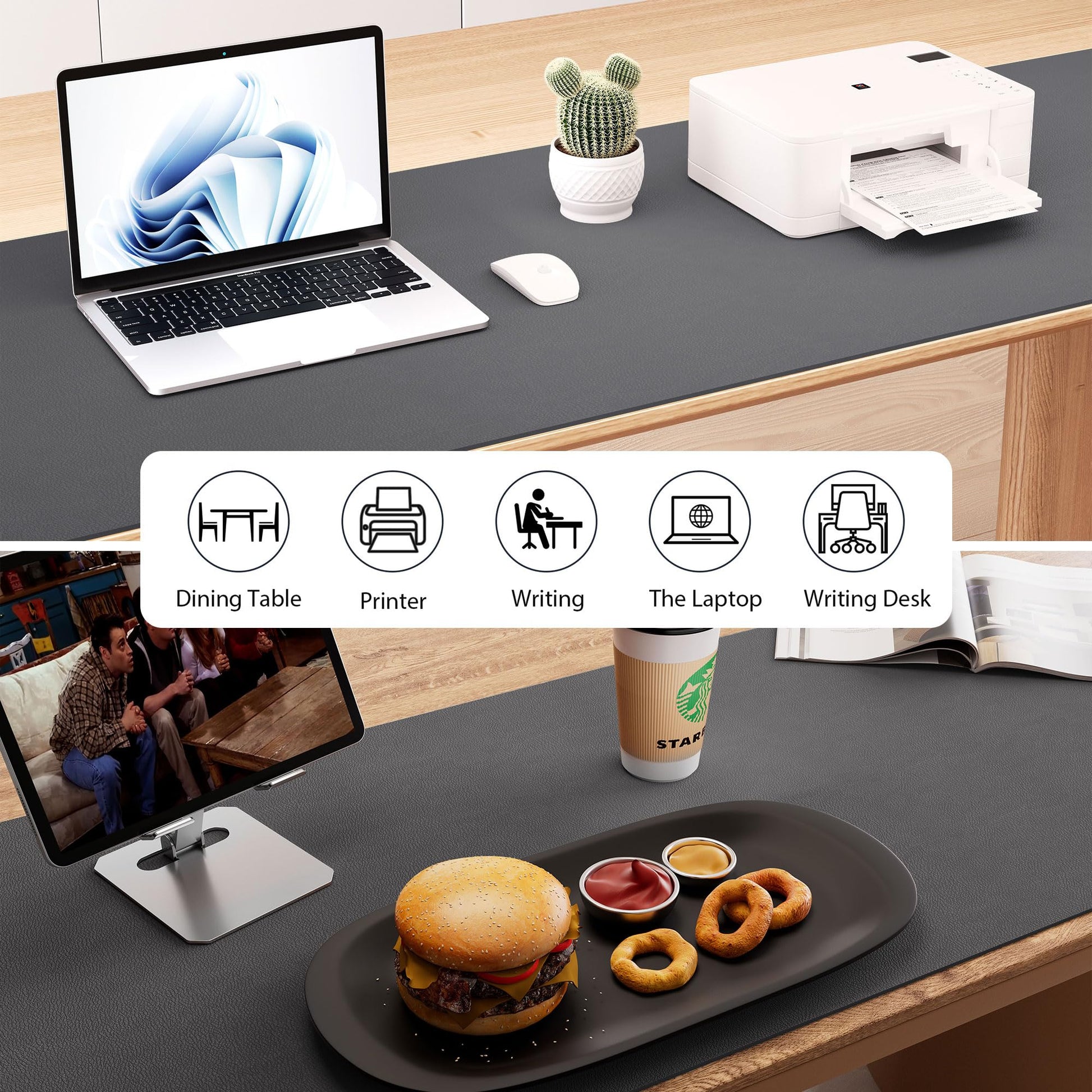 Aothia Leather Desk Pad Protector, Office Desk Mat, Large Mouse Pad, Laptop Desk Pad, Non-Slip PU