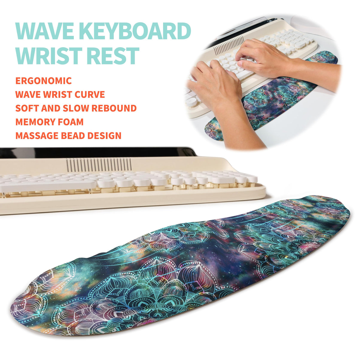 KUOSGM 2-in-1 Ergonomic Set, Wave Rise Keyboard Wrist Rest and Massage Bulge Slope Mouse Pad Wrist
