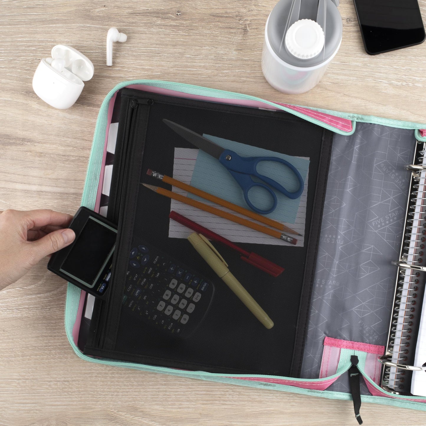 Five Star Zipper Binder 2 Inch O-Rings Case Organiser with Expansion Panel and 5-Tab Expanding File