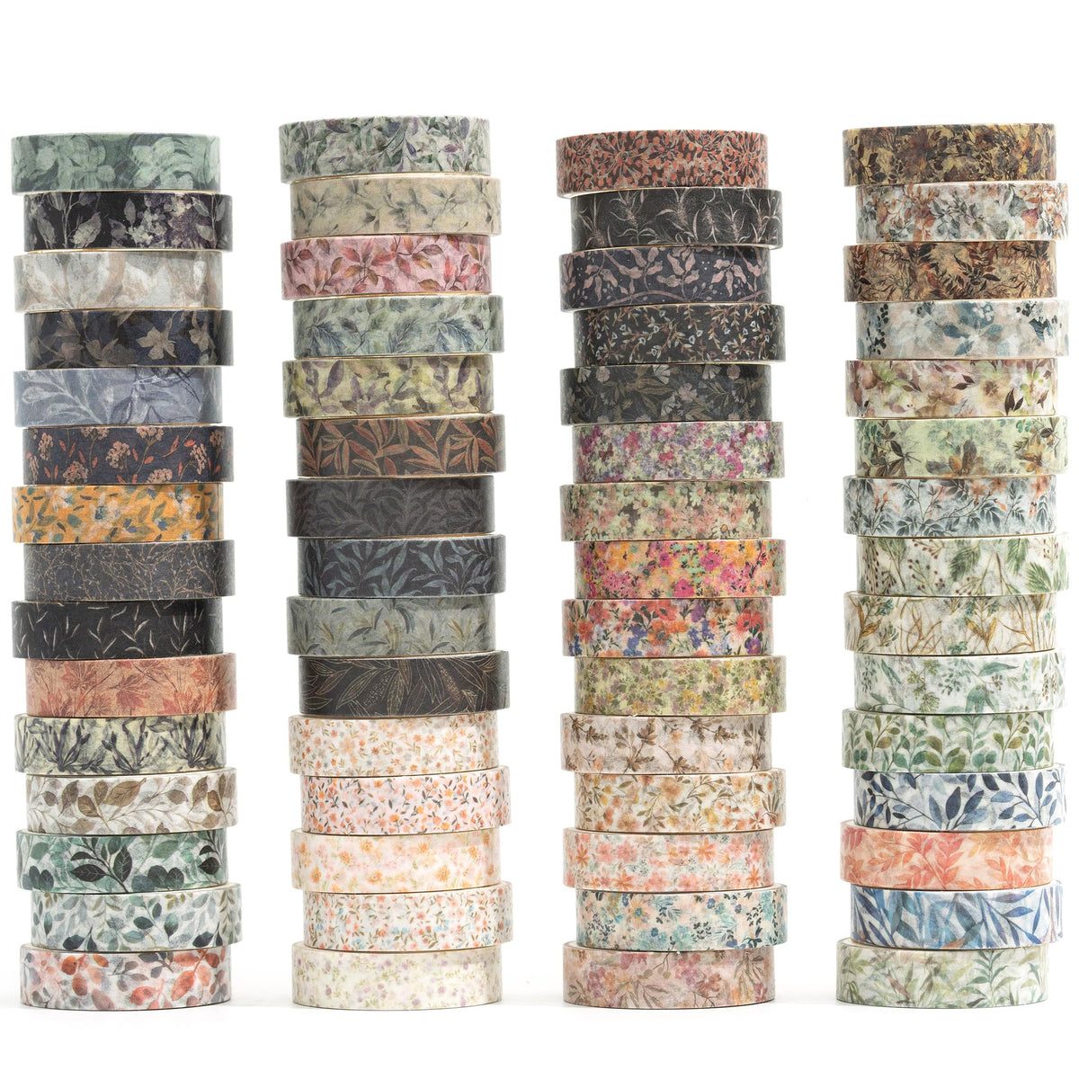 YUBX Flowers Washi Tape Set 60 Rolls Leaves Patterns Decorative Skinny Fall Masking Tapes for Arts