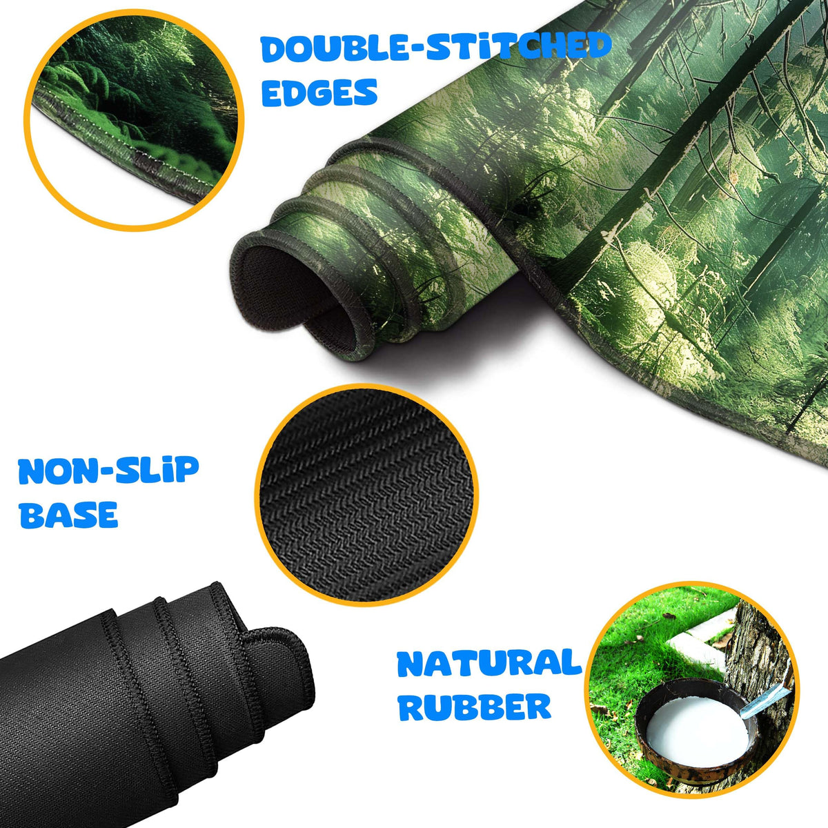 HaoSiTeck 4-Piece Extended Large Mouse Pad Set for Women Men with Green Forest Design Includes 35.4