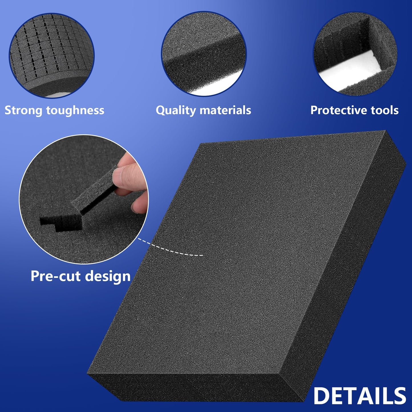 6 Pcs Pick Apart Foam Insert, 2 Size Pre Cube Sheet Foams with Bottom Use